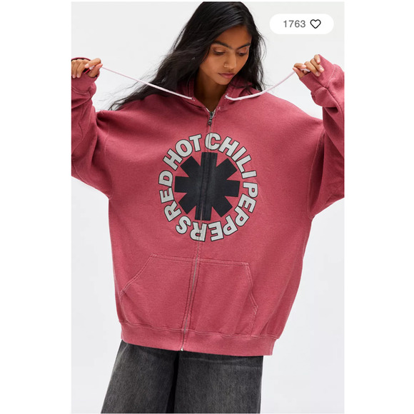 Urban Outfitters Tops - Urban Outfitters Red Hot Chili Peppers Graphic Zip Up Hoodie Sweatshirt L/XL